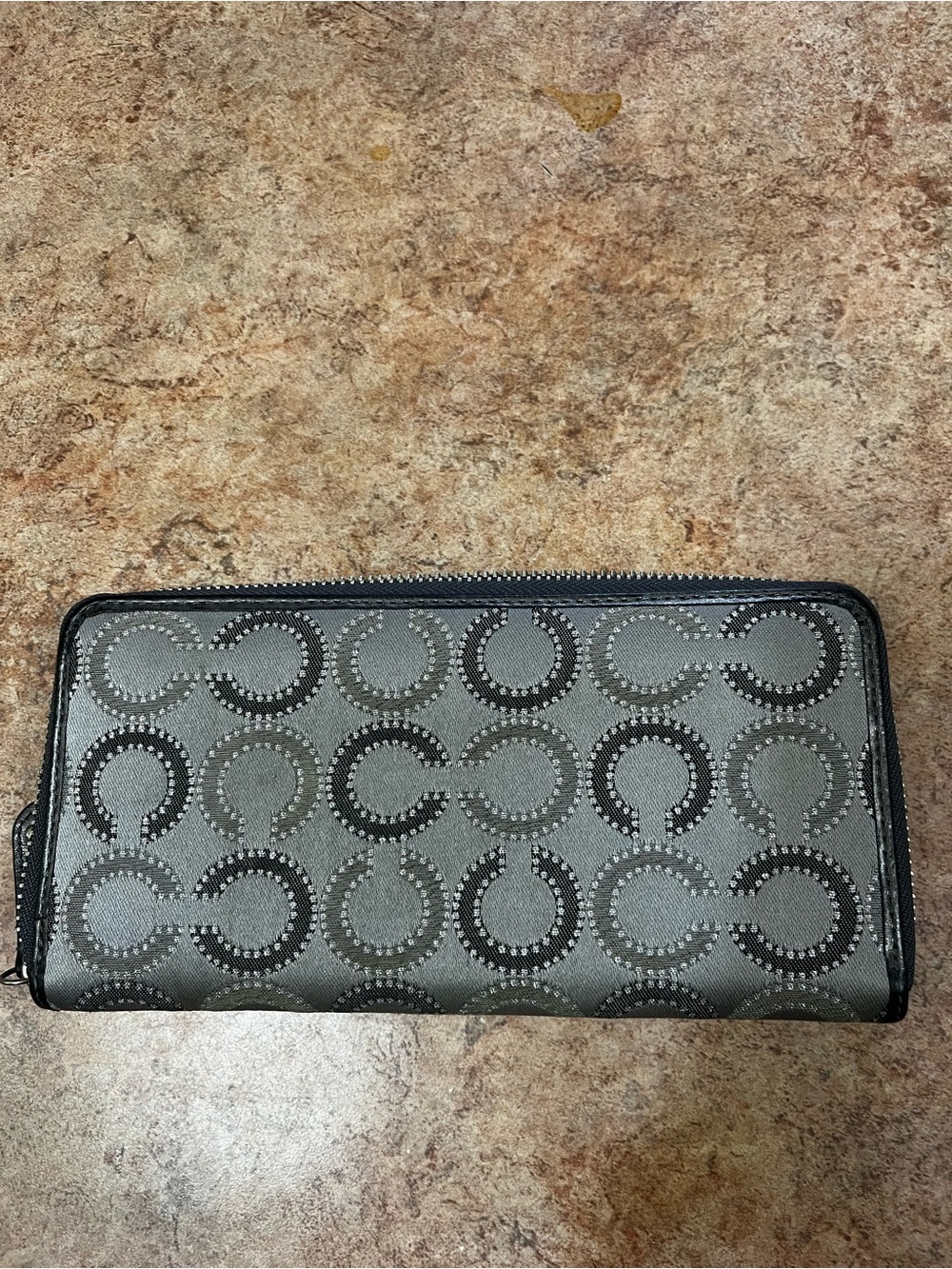 Coach Gray Signature Zip Wallet - Picture 2 of 6
